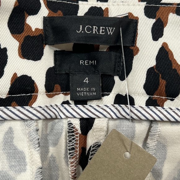 J Crew Remi Pants Womens 4 Leopard Print New Side Zip Pockets High Rise - Picture 7 of 11